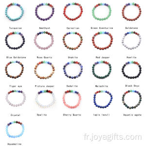 2016 Streth Bracelet de perles de mode urbaine 7Chakra Pierre 8mm sortes matériaux vrac